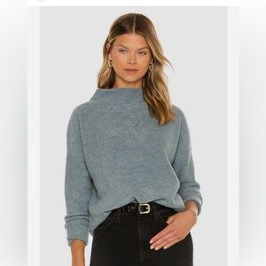 Vince Boiled Cashmere Funnel Neck Pullover Sweater Heather Ocean S $495